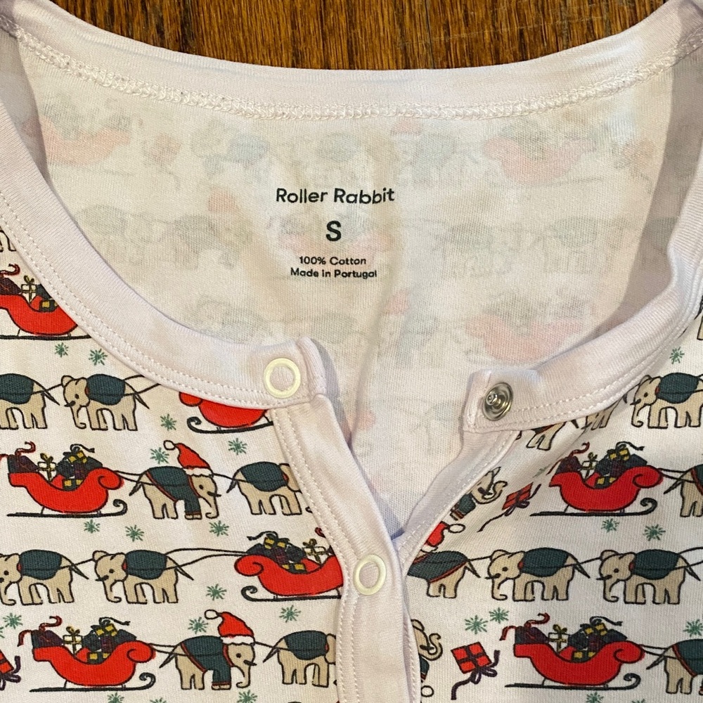 Roller Rabbit Women’s Small Pajama Set with Red and Green Christmas Print - Picture 2 of 6